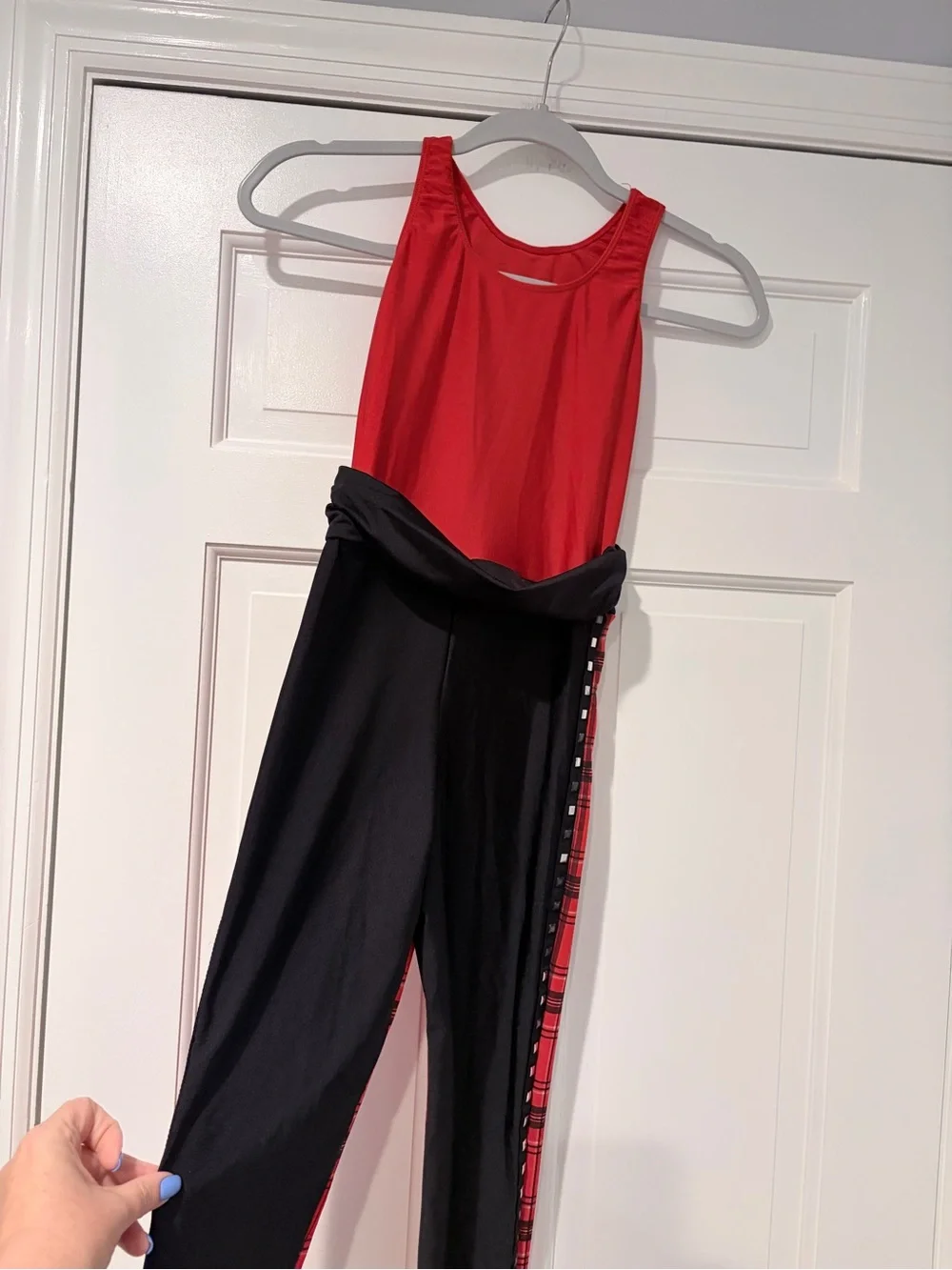 Revolution Dancewear Red Plaid Unitard Catsuit LC